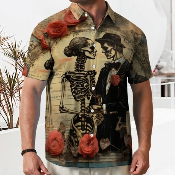 Hawaiian Funky RARE Bowling Shirt LOVE Hearts BOLD Theme Shirt Sz XL Button Down - Picture 6 of 7